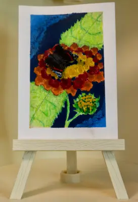 Lantana & Red Admiral Butterfly aceo art card thumbnail 1