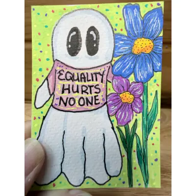Equality Whimsical Ghost aceo art card thumbnail 1