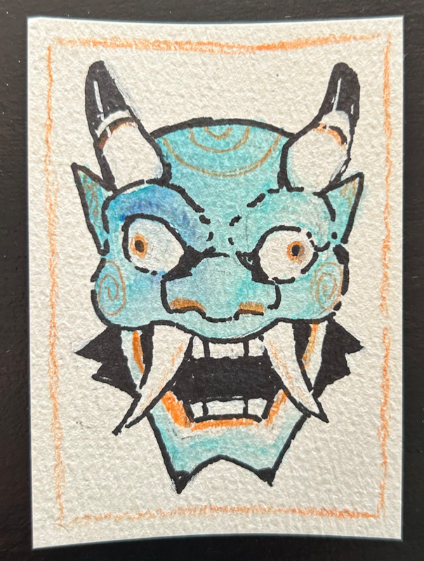 Blue Mask aceo art card