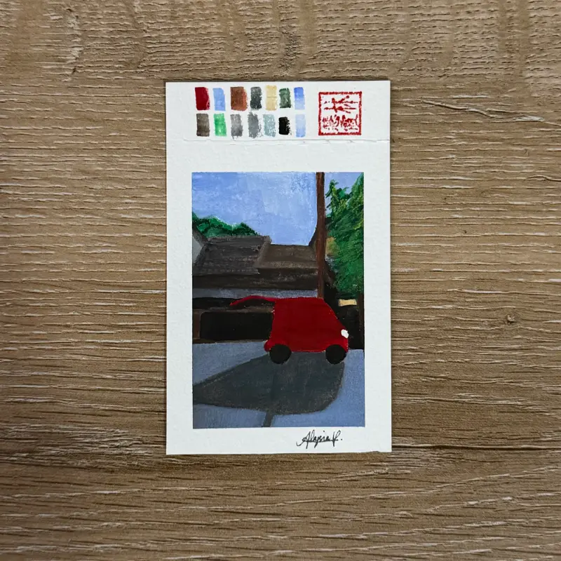 Coca Cola Car in Japan aceo art card