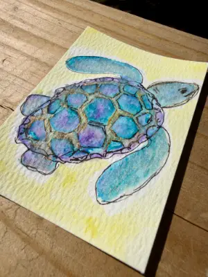 Ocean Jewel aceo art card thumbnail 2