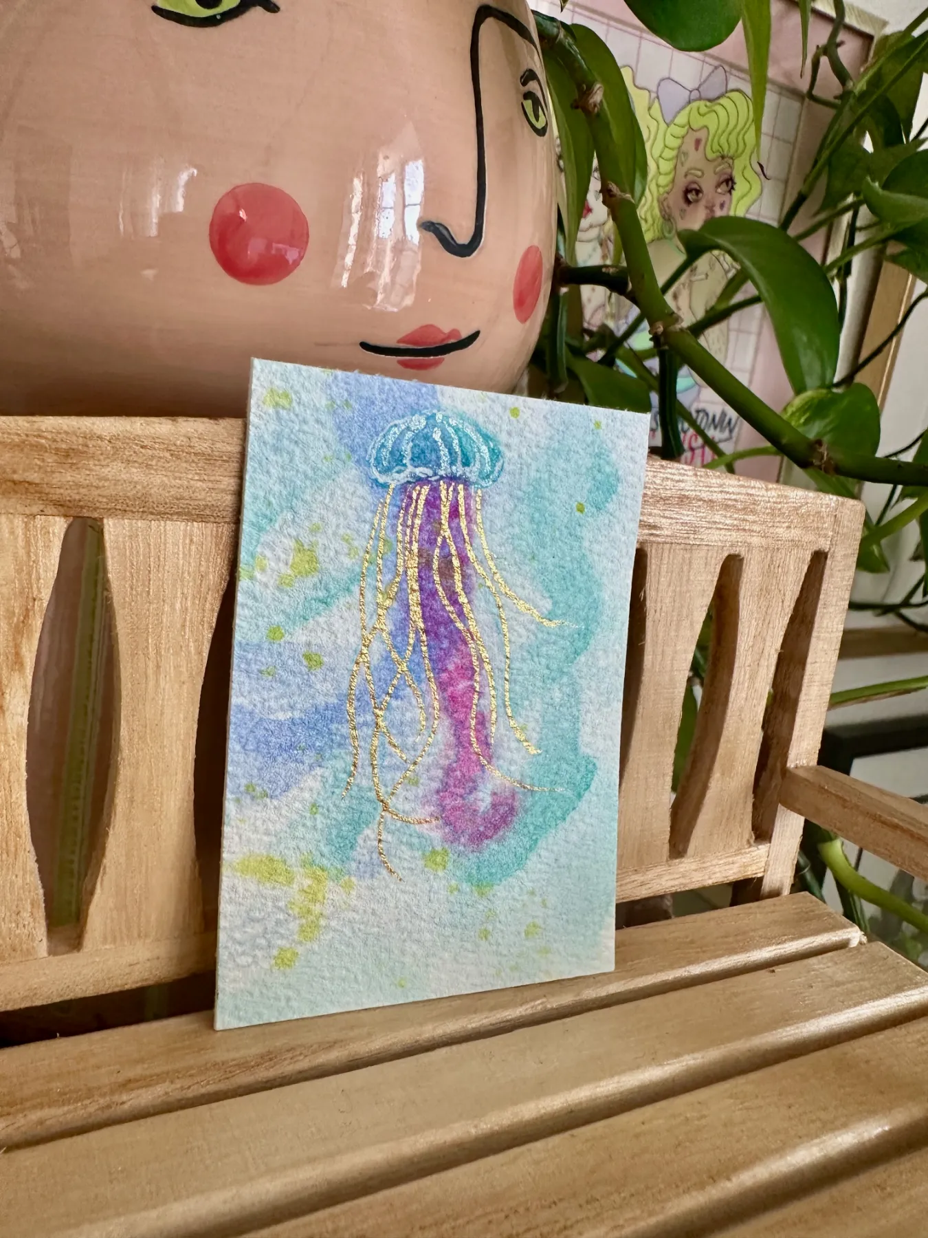 Violet Tide – Jellyfish ACEO Original Watercolor | Dreamy Ocean Mini Painting by Just Jones Studio aceo art card