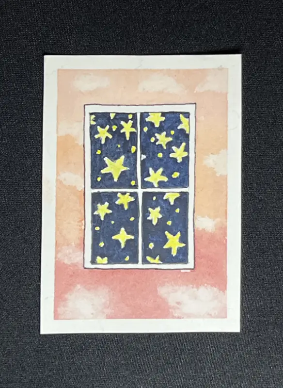 Original - Through the window of magic aceo art card