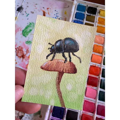 Bokeh beetle aceo art card thumbnail 1