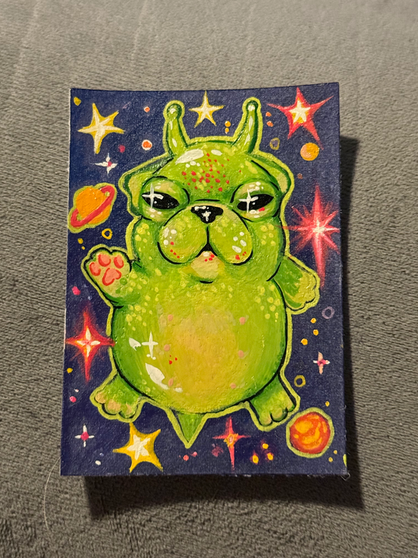 alien pibble aceo art card
