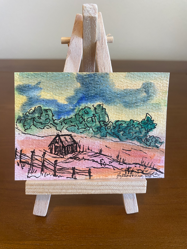Abandoned Cottage - Countryside Series #7/9 aceo art card