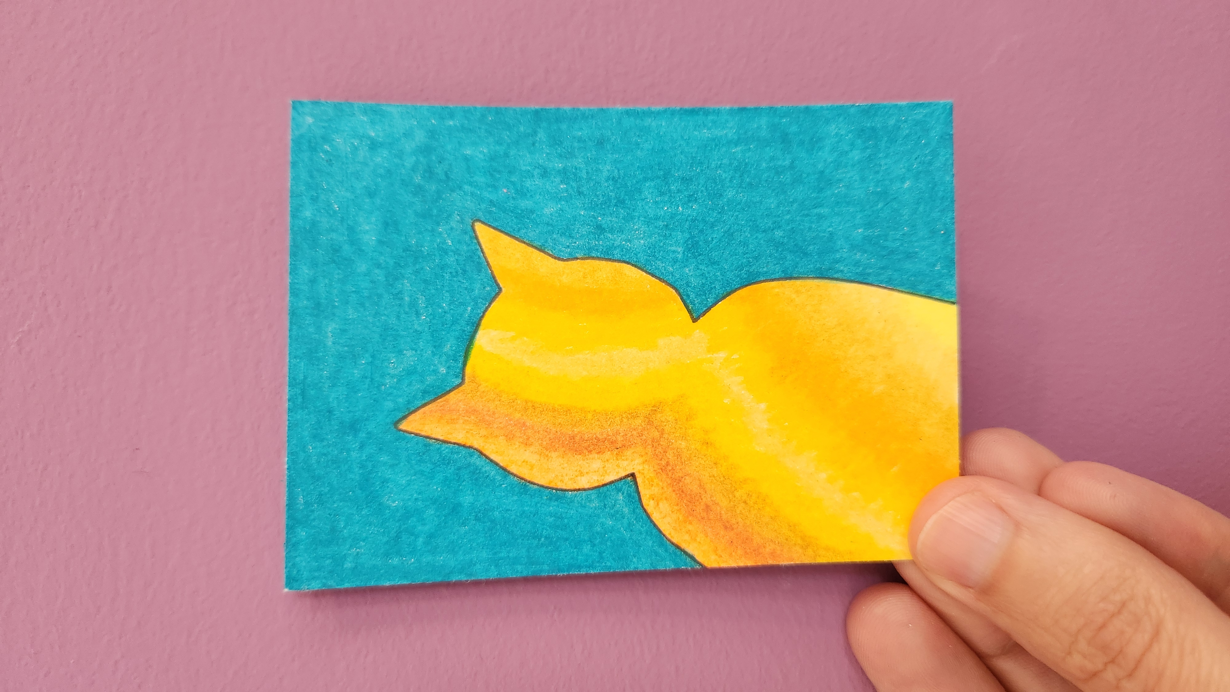 Shades of Orange Cat aceo art card
