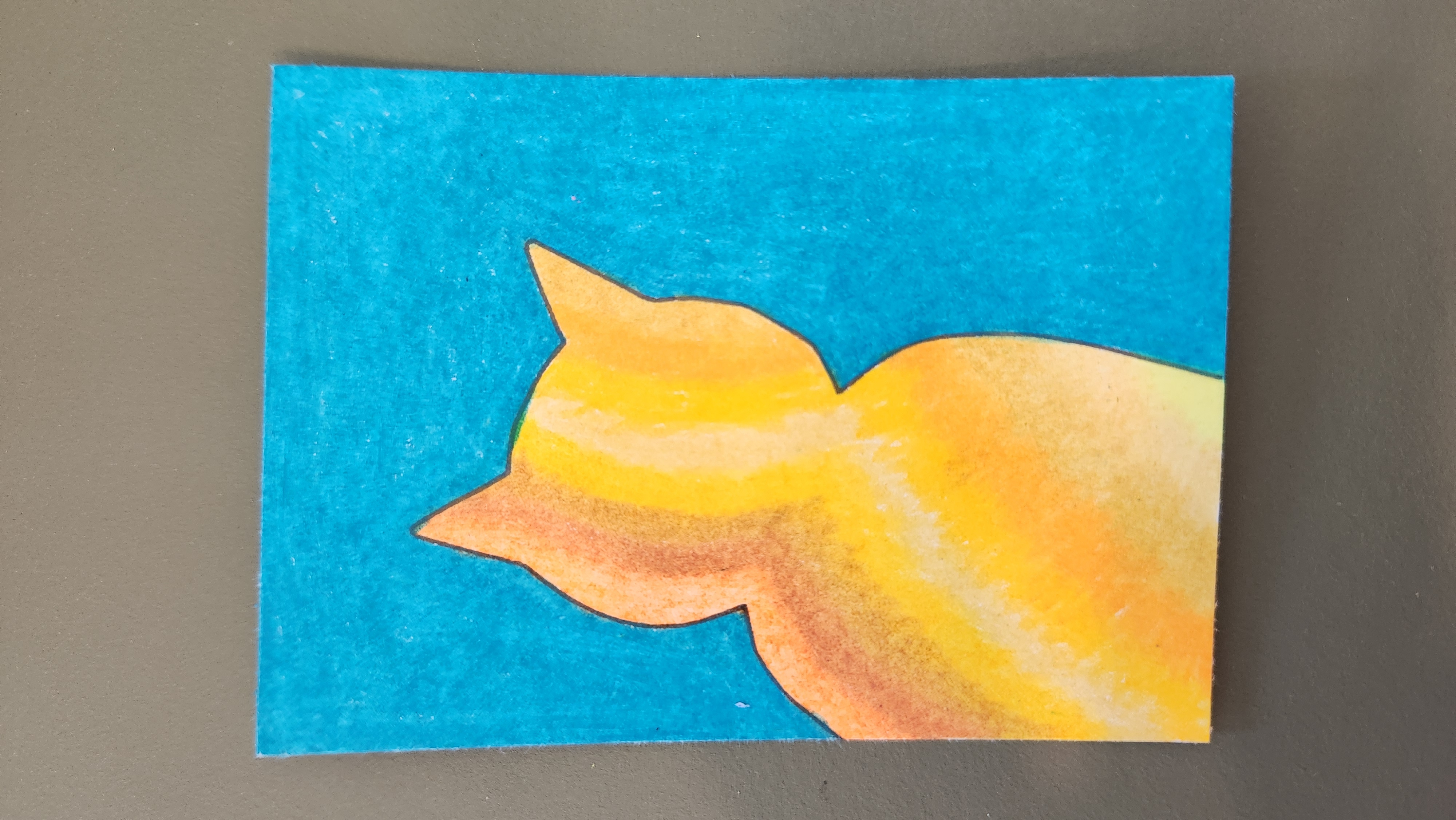 Shades of Orange Cat aceo art card thumbnail 2