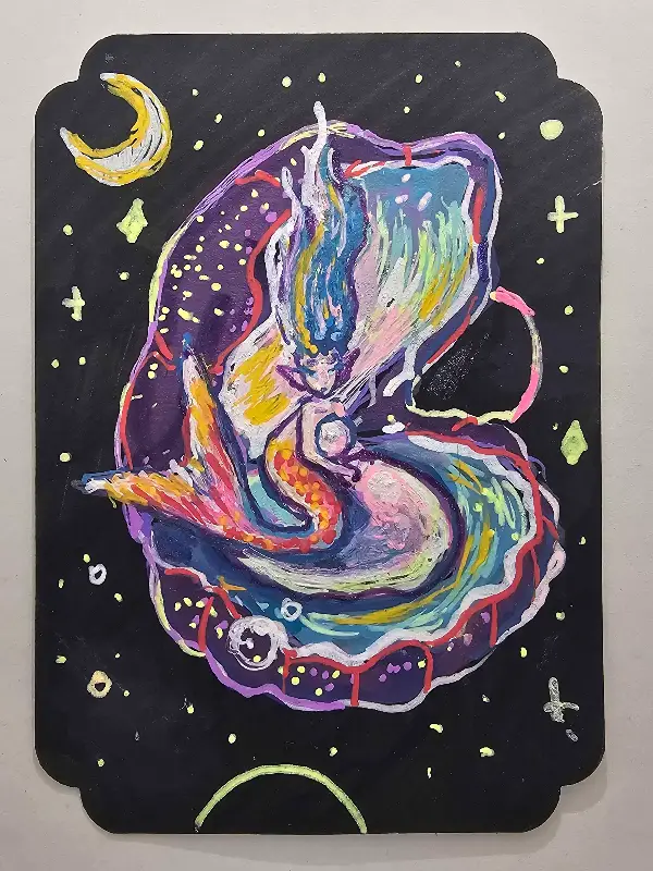 Space Mermaid aceo art card