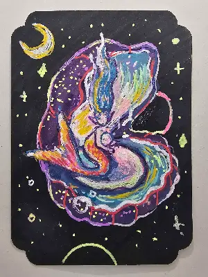 Space Mermaid aceo art card thumbnail 1