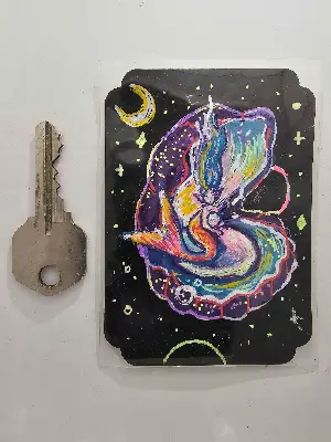 Space Mermaid aceo art card thumbnail 2