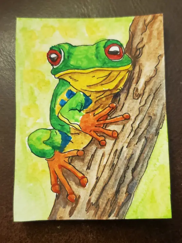 Tree Frog aceo art card