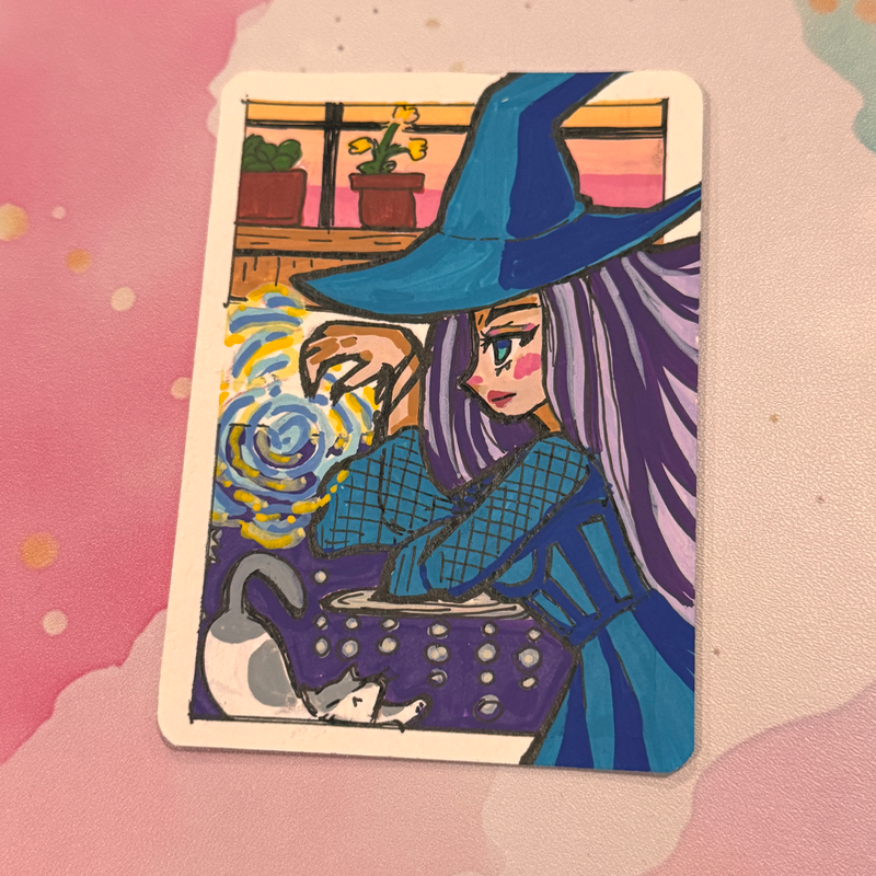 Witchy sunset aceo art card