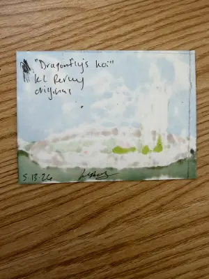 Dragonfly's Koi aceo art card thumbnail 2
