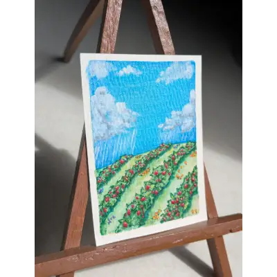 Showers in Strawberry Feilds aceo art card thumbnail 1