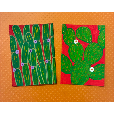 Cactus 1 & 2 aceo art card thumbnail 2