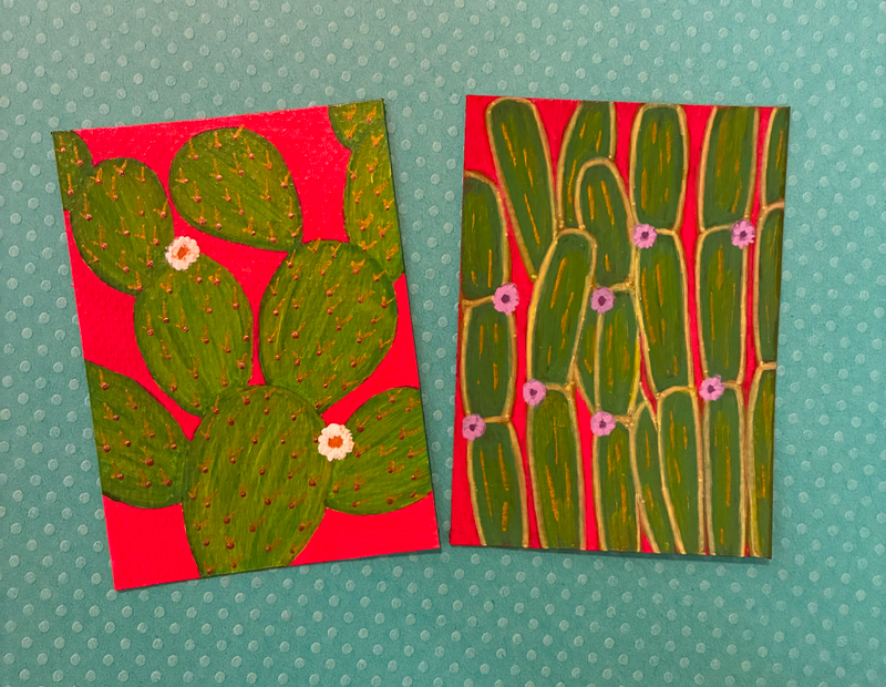 Cactus 1 & 2 aceo art card