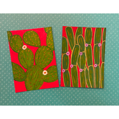 Cactus 1 & 2 aceo art card thumbnail 1
