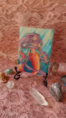 Drifting in Sunlight - Original Mermaid ACEO aceo art card thumbnail 3