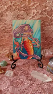 Drifting in Sunlight - Original Mermaid ACEO aceo art card thumbnail 1
