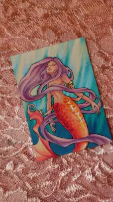 Drifting in Sunlight - Original Mermaid ACEO aceo art card thumbnail 2
