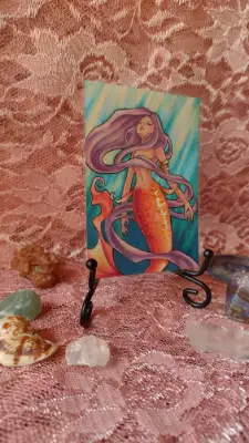 Drifting in Sunlight - Original Mermaid ACEO aceo art card thumbnail 4