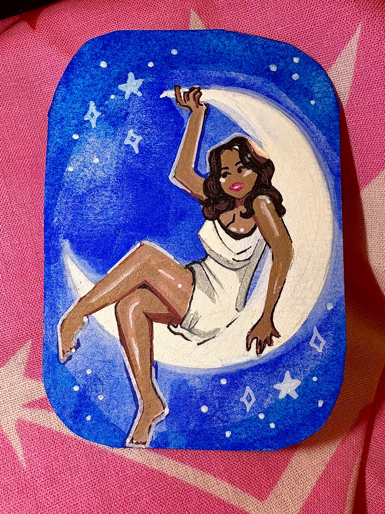 Here Comes the Moon aceo art card