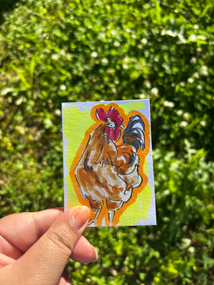 “Bright Chicken” Animal aceo art card thumbnail 2