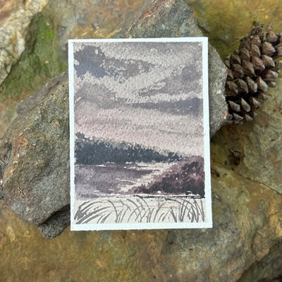 ACEO Watercolor, Landscape, Original, Marsh, "Muted Marsh", 3.5x2.5in, By Lark Watercolor and Art aceo art card thumbnail 1