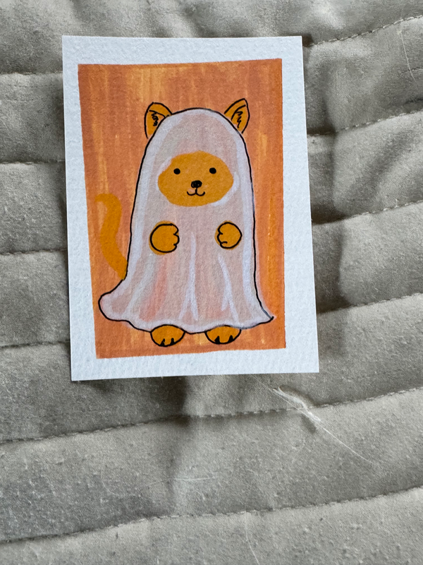 Boo Cat 3/10 aceo art card