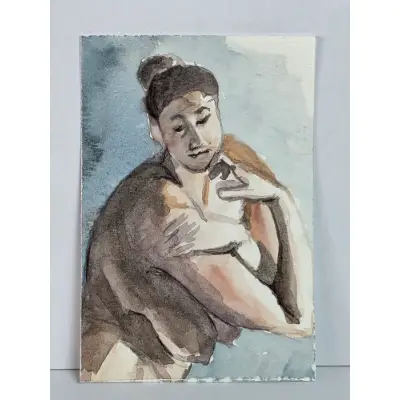 Contemplation aceo art card thumbnail 1