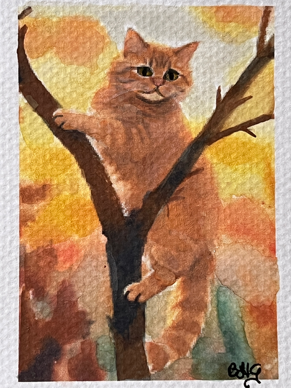 Ginger Climber aceo art card