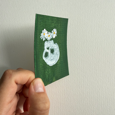 Original Floral Skull ACEO | Bloom and Bones #2/8 aceo art card thumbnail 2