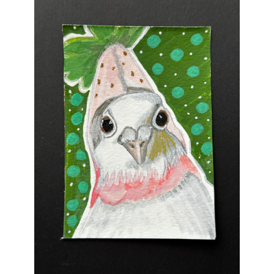 Strawberry Dove aceo art card thumbnail 1