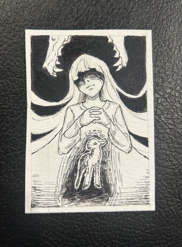 3/3 Wolf & Sheep aceo art card