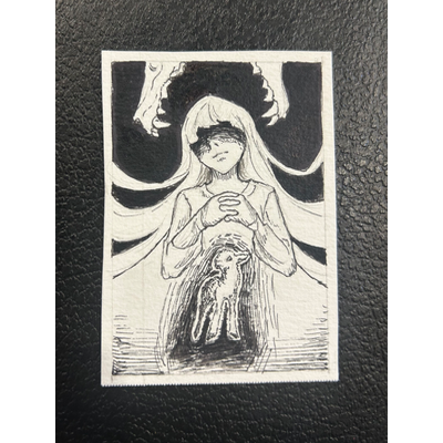 3/3 Wolf & Sheep aceo art card thumbnail 1