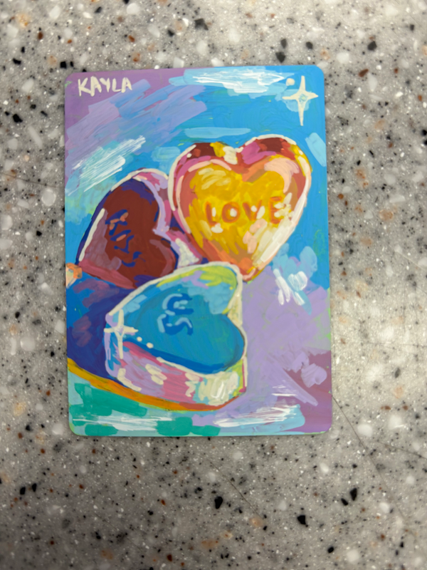 Candy Hearts aceo art card