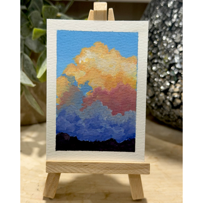 Colorful Sunset Clouds aceo art card thumbnail 1