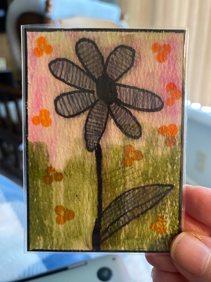 Flower Power aceo art card thumbnail 1