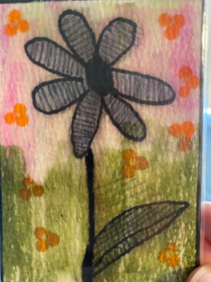 Flower Power aceo art card thumbnail 2