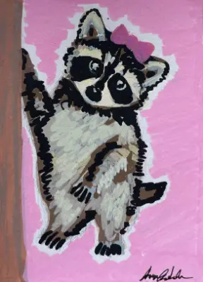 Girl Racoon aceo art card thumbnail 2