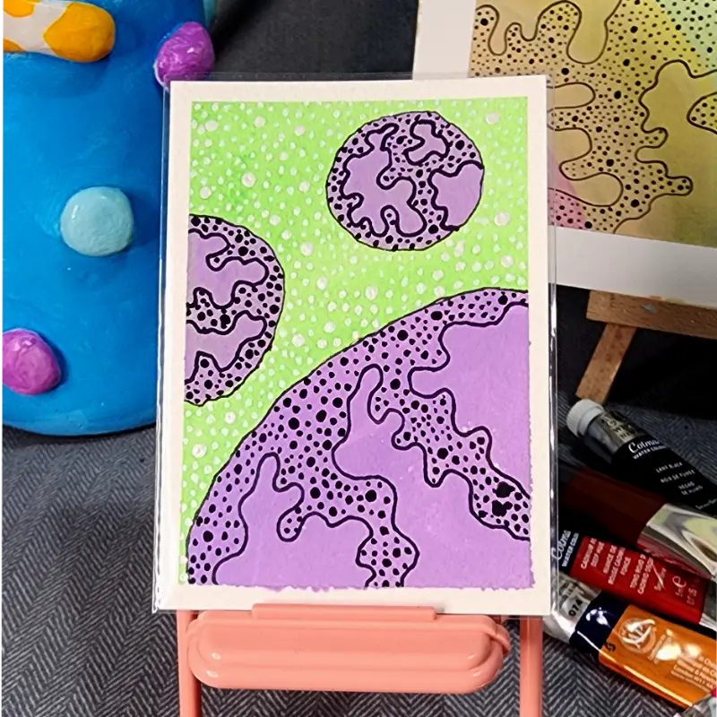 Purple Planet aceo art card