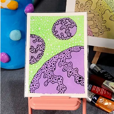 Purple Planet aceo art card thumbnail 1