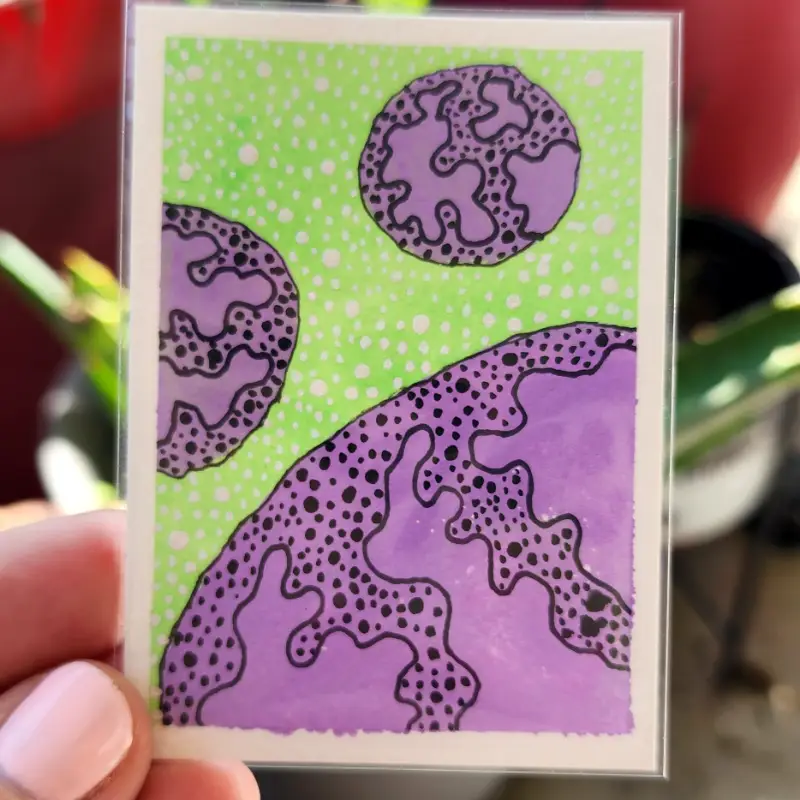 Purple Planet aceo art card
