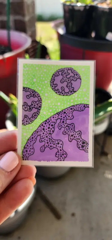 Purple Planet aceo art card