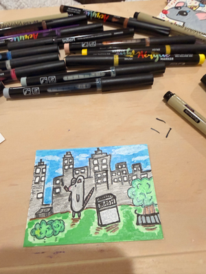 City Rat aceo art card thumbnail 2