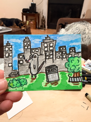 City Rat aceo art card thumbnail 1