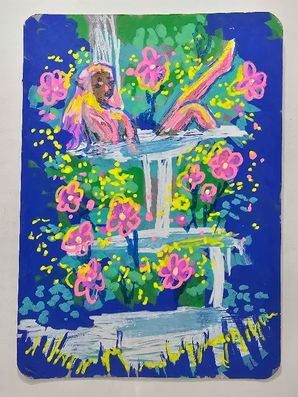 Bathing Flower aceo art card