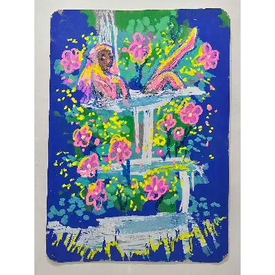 Bathing Flower aceo art card thumbnail 1