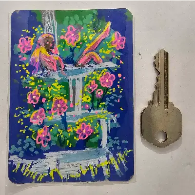 Bathing Flower aceo art card thumbnail 2